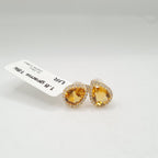 Citrine Gemstones Pear Stud Diamond Earrings 18K