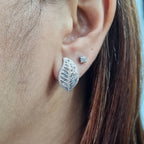 Classic Leaf Baguette Stud Diamond Earrings 14K