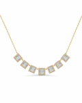 Classic Square Station Diamond Necklace 14K
