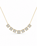 Classic Square Station Diamond Necklace 14K
