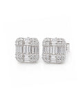 Classic Cushion Invisible Setting Stud Diamond Earrings 14K