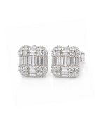 Classic Cushion Invisible Setting Stud Diamond Earrings 14K
