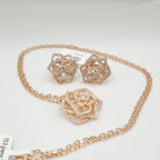 Golden Floral Paved Statement Diamond Jewelry Set 14K
