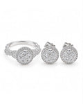 Classic Round Halo Stud Infinity Paved Diamond Jewelry Set 14K