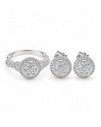 Classic Round Halo Stud Infinity Paved Diamond Jewelry Set 14K
