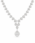 Classic Pear Treardrop Deco Statement Diamond Necklace 14K