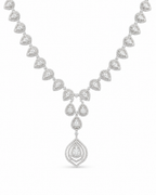 Classic Pear Treardrop Deco Statement Diamond Necklace 14K