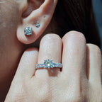 3cts Classic Round Paved Stud Diamond Jewelry Set 14K GIA