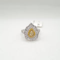 Pear Baguette Double Halo Paved Diamond Ring 18K
