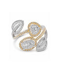 Classic Tricolor Leaf Cluster Diamond Ring 14K