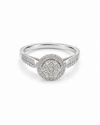 Classic Round Halo Paved Diamond Ring 18K