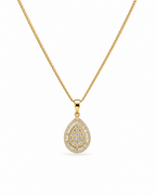 Classic Pear Pendant Golden Diamond Necklace 18K