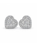 Classic Heart Invisible Setting Stud Diamond Earrings 18K