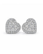 Classic Heart Invisible Setting Stud Diamond Earrings 18K