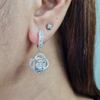Round Knot Invisible Setting Dangling Diamond Earrings 14K