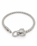 Classic White Gold Panther Diamond Round Lock Pave Bracelet 14K