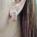 Rainbow Sapphire Gemstones Diamond Earrings 18K