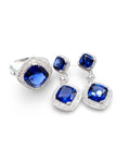 Cushion Blue Sapphire Gemstones Diamond Jewelry Set 14K