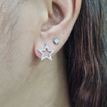 Star Paved Diamond Earrings 14K