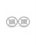 Classic Oval Invisible Setting Stud Diamond Earrings 18K