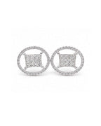 Classic Oval Invisible Setting Stud Diamond Earrings 18K