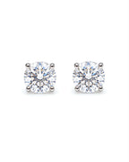 Classic 1.60cts Round Solitaire Stud Diamond Earrings 18K GIA