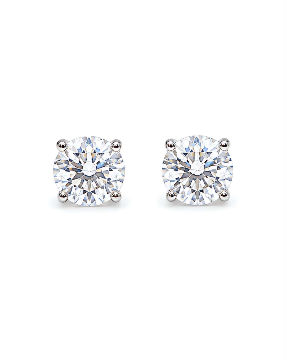 Classic 1.83cts Round Solitaire Stud Diamond Earrings 18K