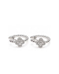 Classic Clover Beaded Hoop Diamond Earrings 14K