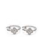 Classic Clover Beaded Hoop Diamond Earrings 14K