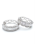 Classic Creole Oval Baguette Hoop Diamond Earrings 18K