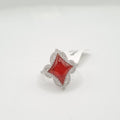 Red Agate Gemstones Clover Diamond Ring 18K