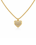 Classic Heart Stripe Pave Diamond Double Rope Chain Necklace 14K