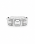 Classic Emerald Trio Half Eternity Diamond Ring 14K