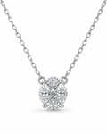 Classic Oval Invisible Setting Marquise Diamond Pave Necklace 14K