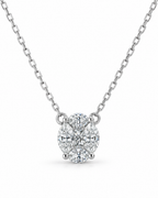 Classic Oval Invisible Setting Marquise Diamond Pave Necklace 14K