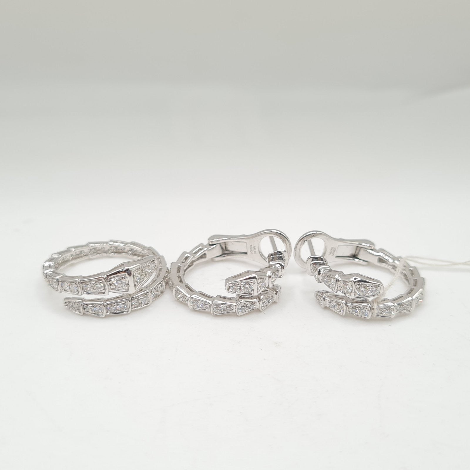 Golden Serpent Hoop Paved Diamond Jewelry Set 14K