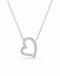 Classic Heart Baguette Diamond Paved Necklace 18K
