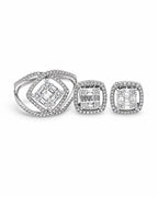 Classic Square Cushion Halo Diamond Jewelry Set 14K