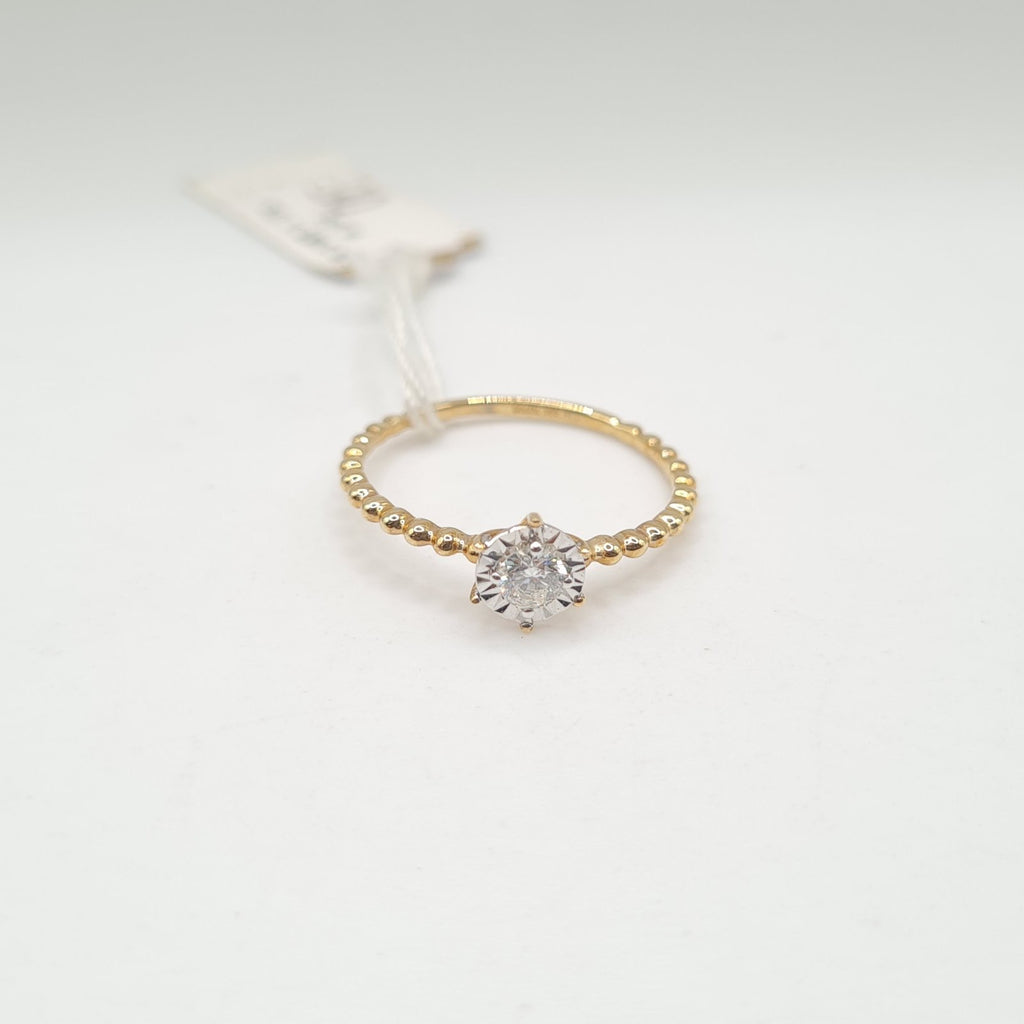 0.18ct Round Golden Diamond Ring 14K