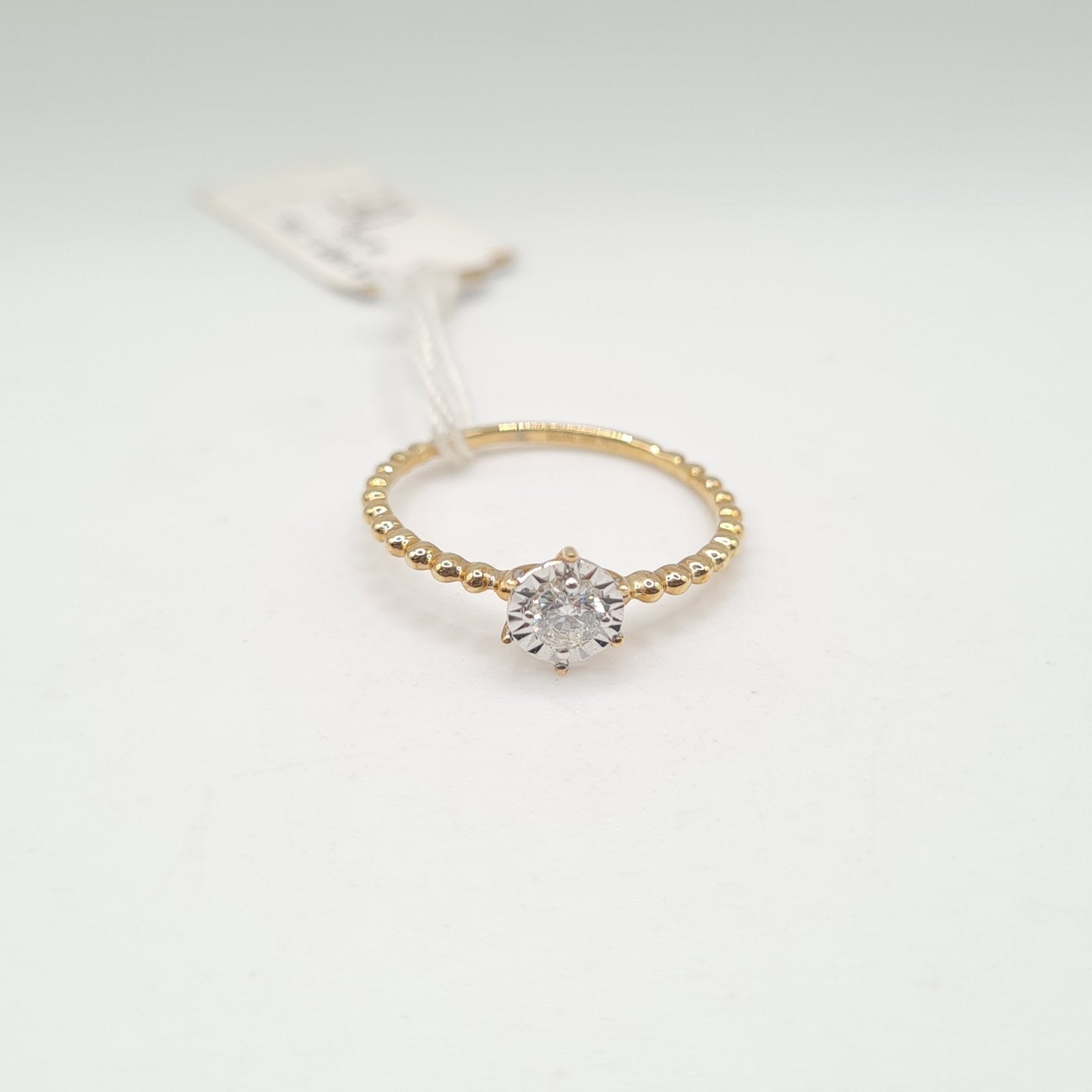 0.18ct Round Golden Diamond Ring 14K