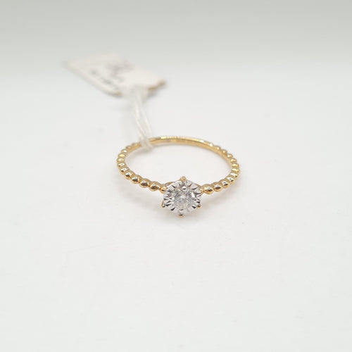 0.18ct Round Golden Diamond Ring 14K