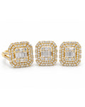 Classic Emerald Baguette Golden Diamond Jewelry Set 18K