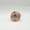 Rosegold Multi Shape Rainbow Sapphire Round Halo Deco Diamond Ring 18K