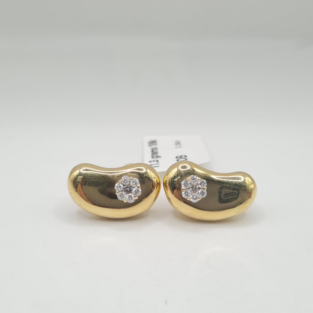 Golden Bean Deco Diamond Earrings 18K