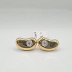 Golden Bean Deco Diamond Earrings 18K