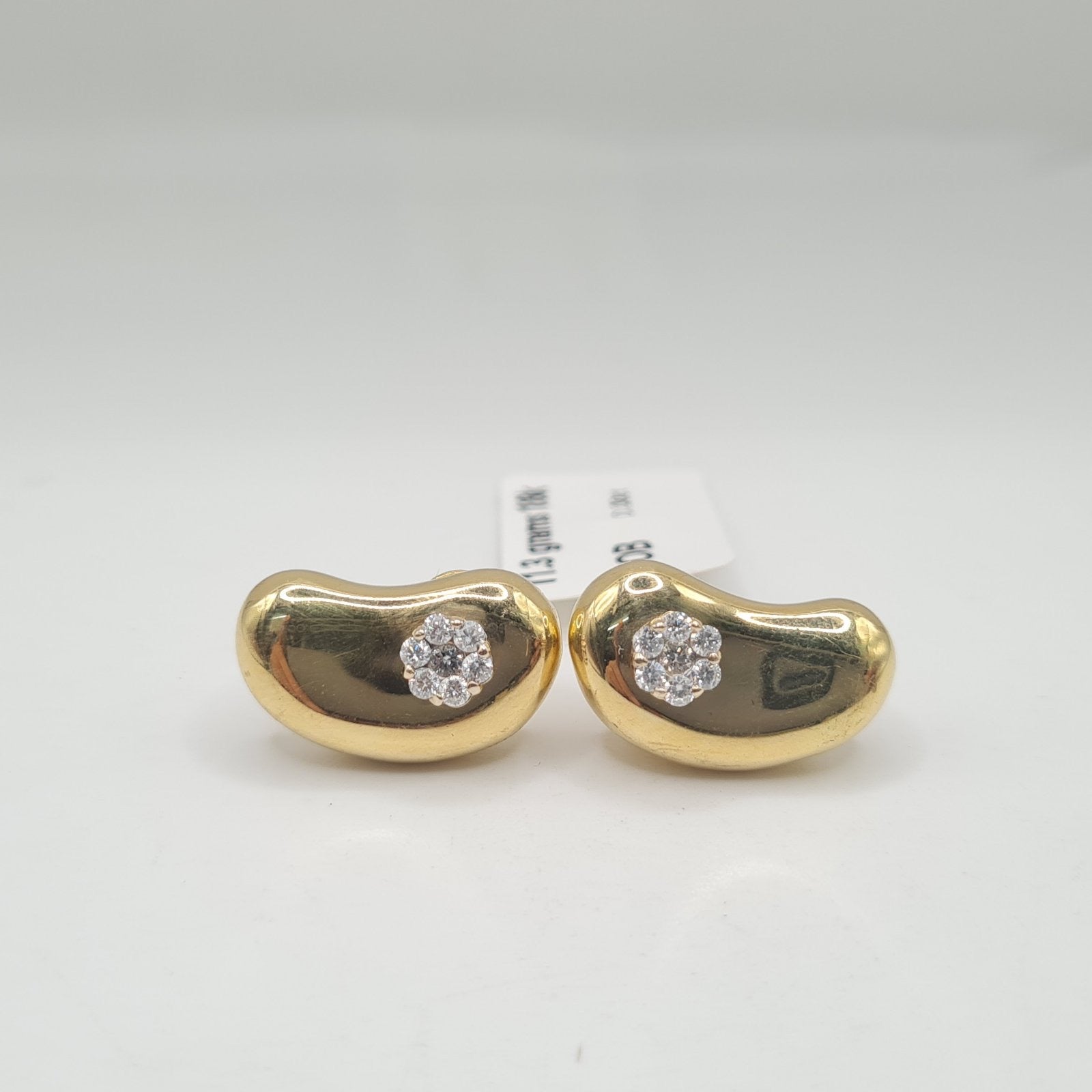 Golden Bean Deco Diamond Earrings 18K