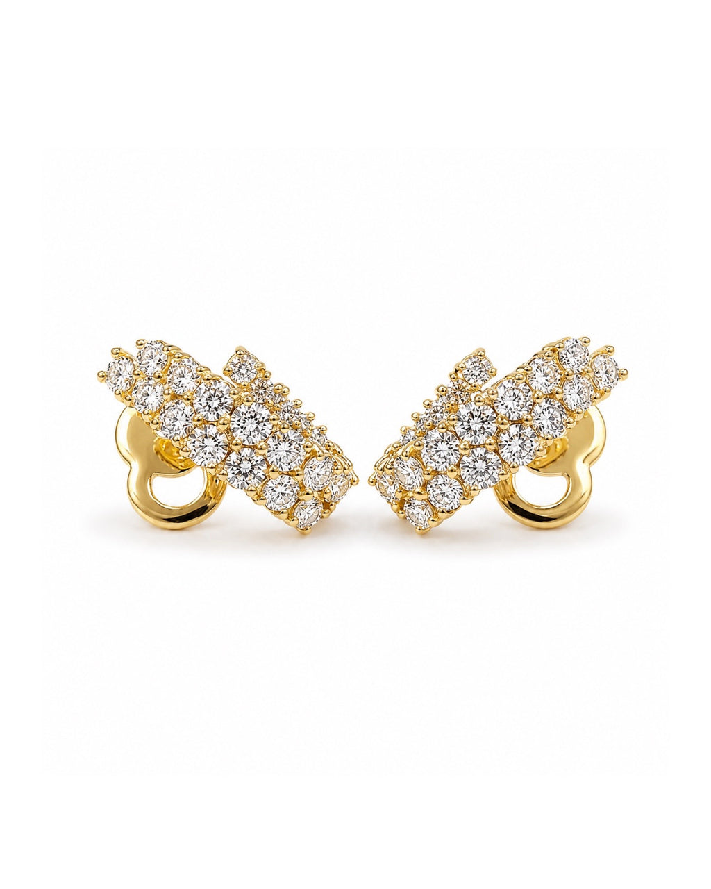 Round Huggie Golden Diamond Earrings 14K