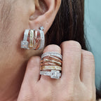 Three Tone Nail Deco Statement Diamond Jewelry Set 14K