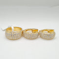 Golden Round Hoop Paved Diamond Jewelry Set 14K