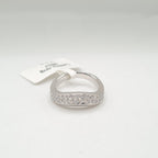 Wave Round Paved Half Eternity Diamond Ring 18K